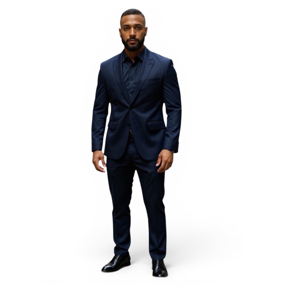 Collection by Michael Strahan Mens Blue 2 Piece Suit Wool Blend 50L 40W x 34L